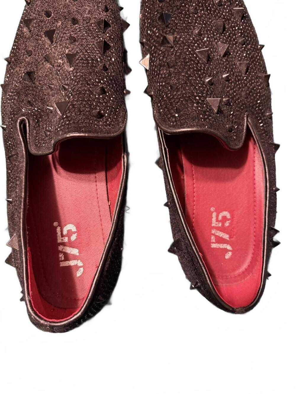 Black Studded Spiked Loafers 13 J75 by Jump Fabio Mens